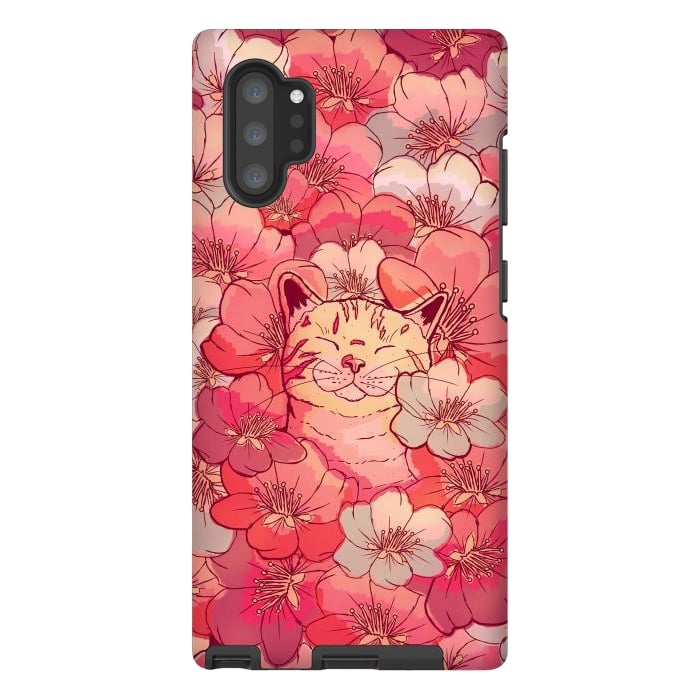 Galaxy Note 10 plus StrongFit The cherry blossom cat by Steve Wade (Swade)