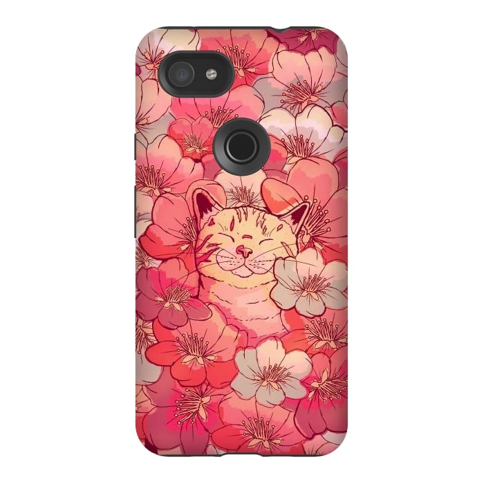 Pixel 3AXL StrongFit The cherry blossom cat by Steve Wade (Swade)