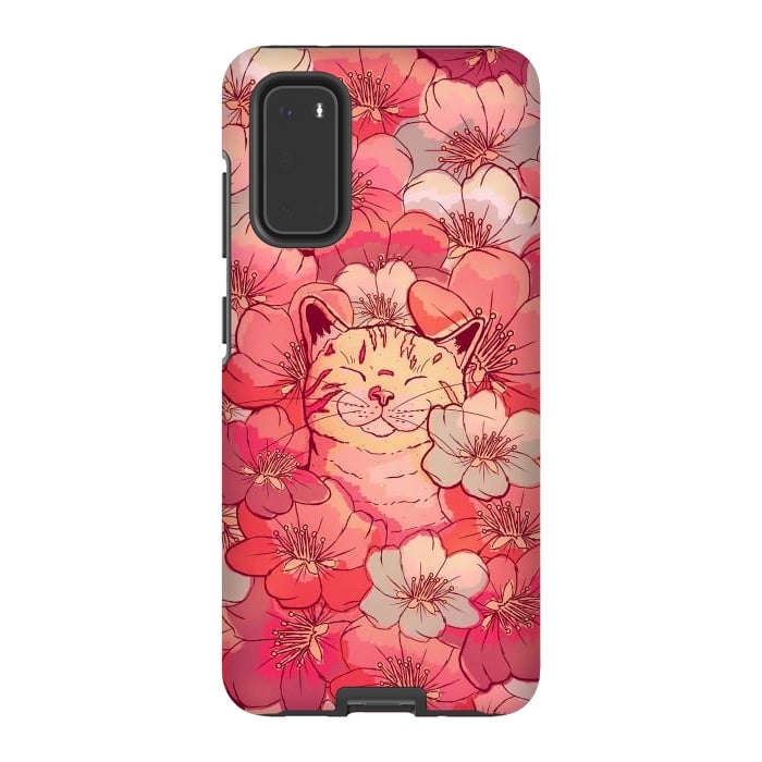 Galaxy S20 StrongFit The cherry blossom cat by Steve Wade (Swade)