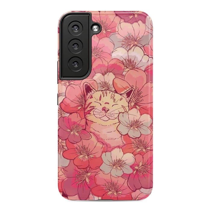 Galaxy S22 StrongFit The cherry blossom cat by Steve Wade (Swade)