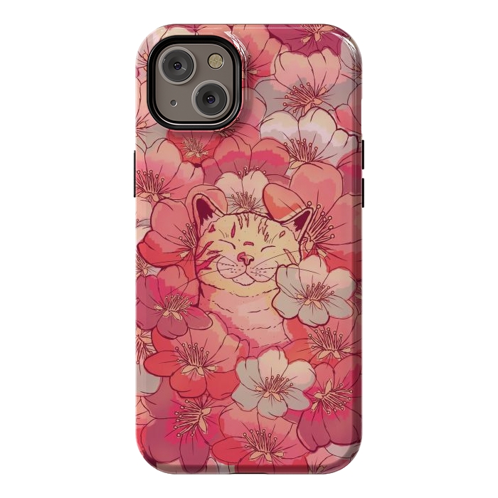 iPhone 14 Plus StrongFit The cherry blossom cat by Steve Wade (Swade)