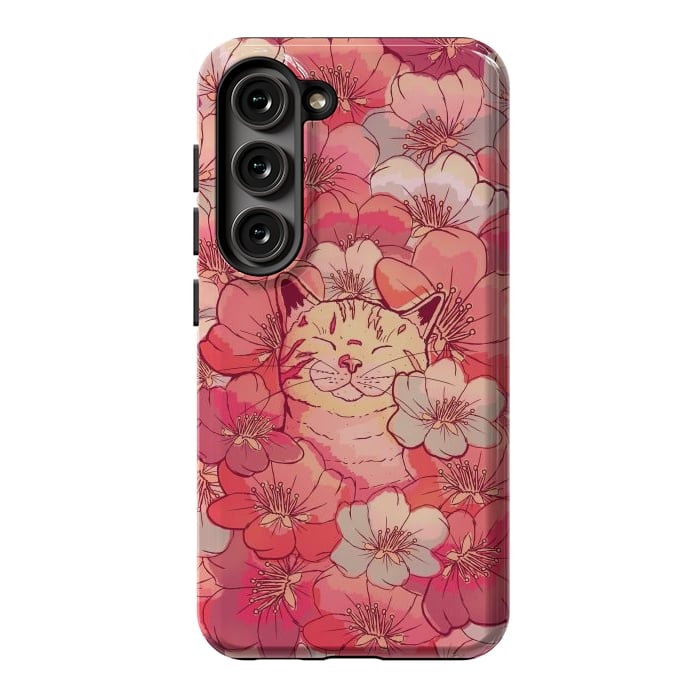 Galaxy S23 StrongFit The cherry blossom cat by Steve Wade (Swade)