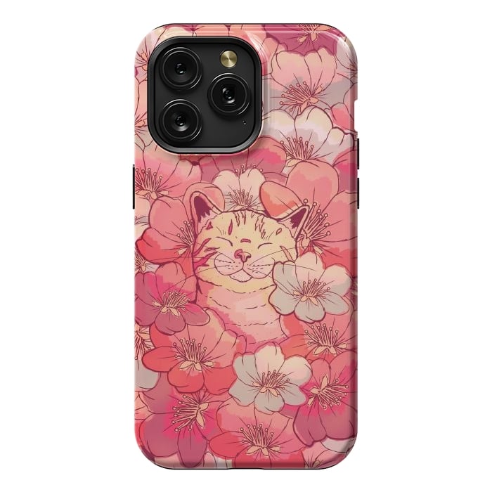 iPhone 15 Pro Max StrongFit The cherry blossom cat by Steve Wade (Swade)