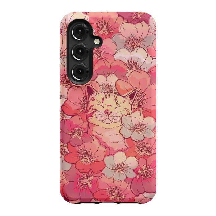 Galaxy S24 StrongFit The cherry blossom cat by Steve Wade (Swade)