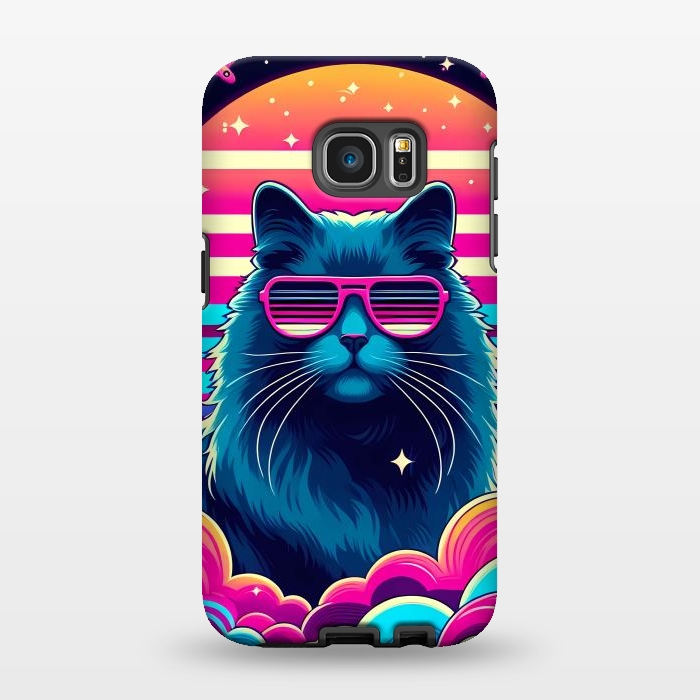 Galaxy S7 EDGE StrongFit Neon Cat Punkadelic by JohnnyVillas