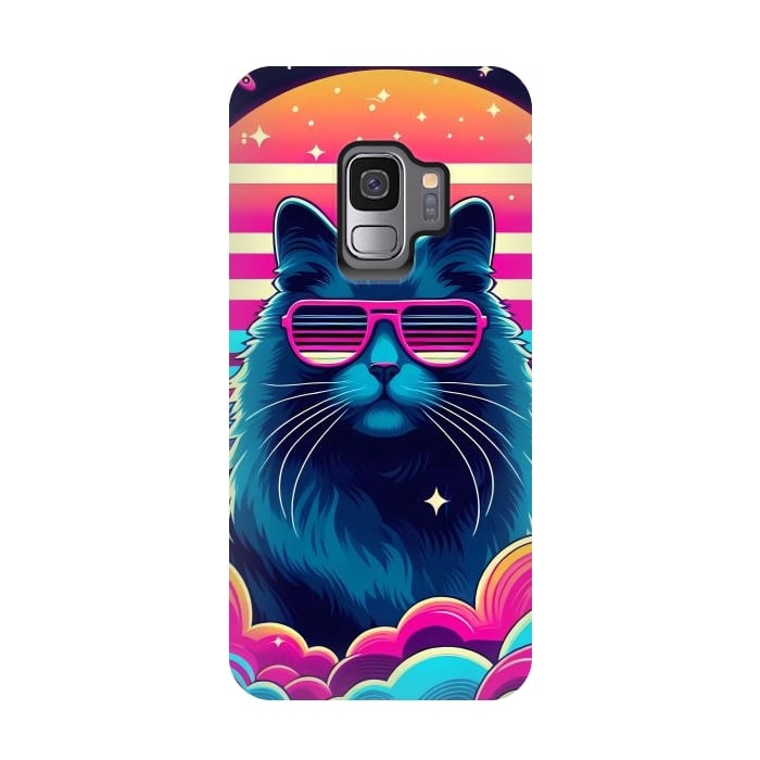 Galaxy S9 StrongFit Neon Cat Punkadelic by JohnnyVillas