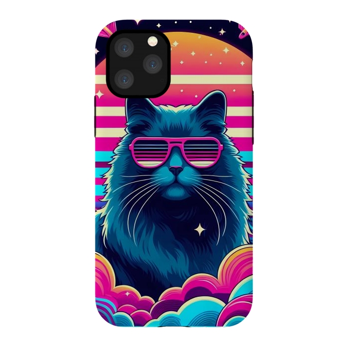 iPhone 11 Pro StrongFit Neon Cat Punkadelic by JohnnyVillas
