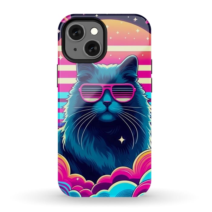 iPhone 12 mini StrongFit Neon Cat Punkadelic by JohnnyVillas