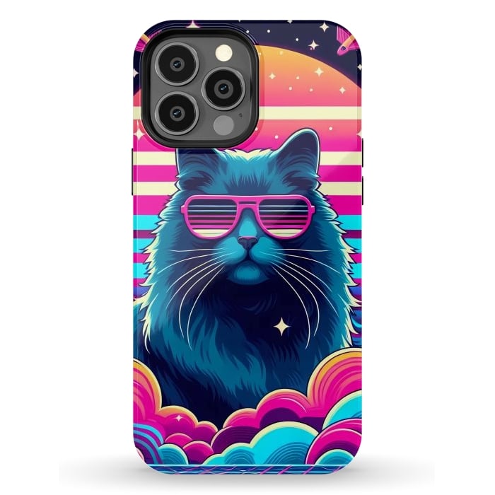 iPhone 13 Pro Max StrongFit Neon Cat Punkadelic by JohnnyVillas