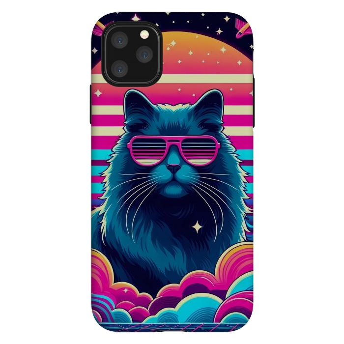 iPhone 11 Pro Max StrongFit Neon Cat Punkadelic by JohnnyVillas