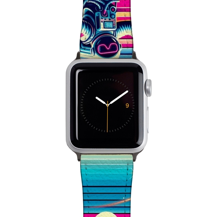 Watch 42mm / 44mm Strap PU leather Astral Moves in Neon by JohnnyVillas