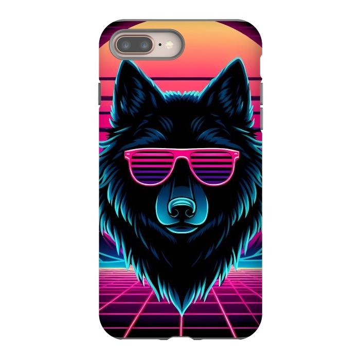iPhone 7 plus StrongFit Neon Black Wolf by JohnnyVillas