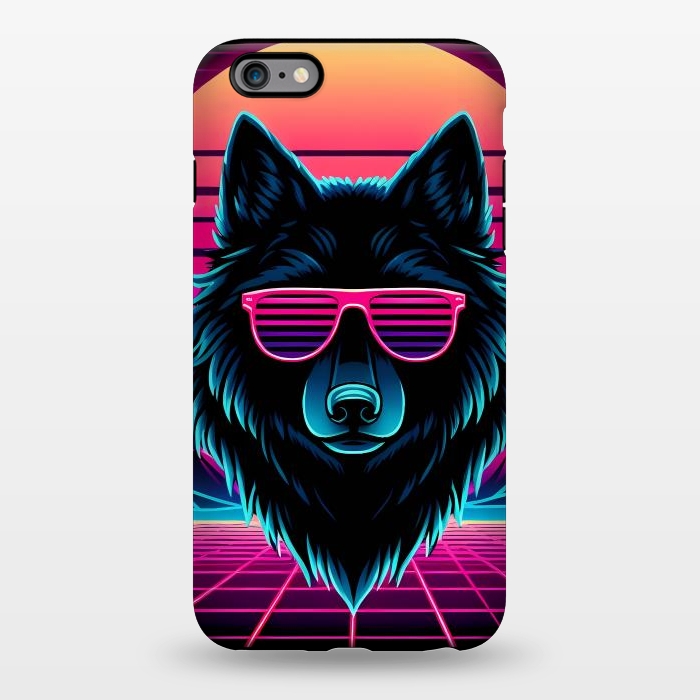 iPhone 6/6s plus StrongFit Neon Black Wolf by JohnnyVillas