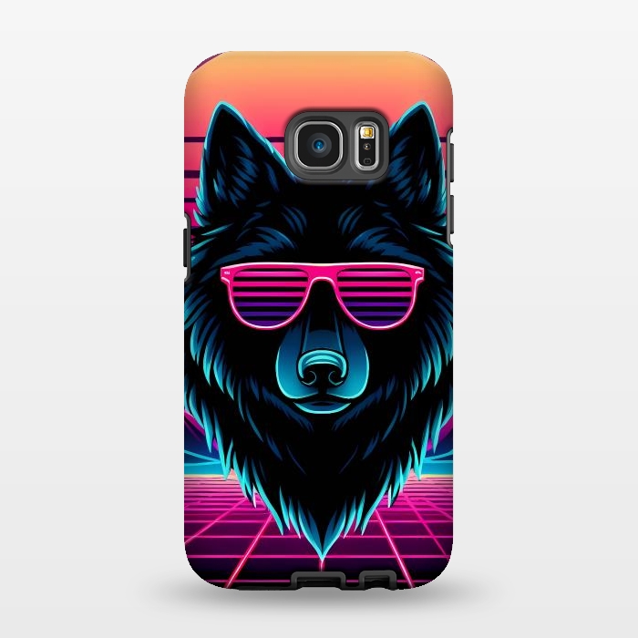 Galaxy S7 EDGE StrongFit Neon Black Wolf by JohnnyVillas