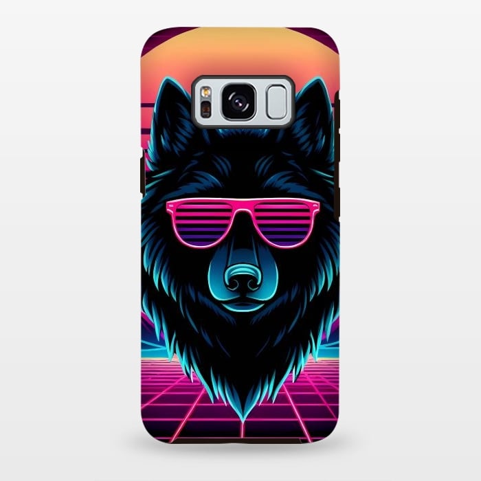 Galaxy S8 plus StrongFit Neon Black Wolf by JohnnyVillas