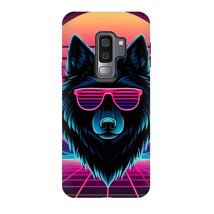 Galaxy S9 plus StrongFit Neon Black Wolf by JohnnyVillas
