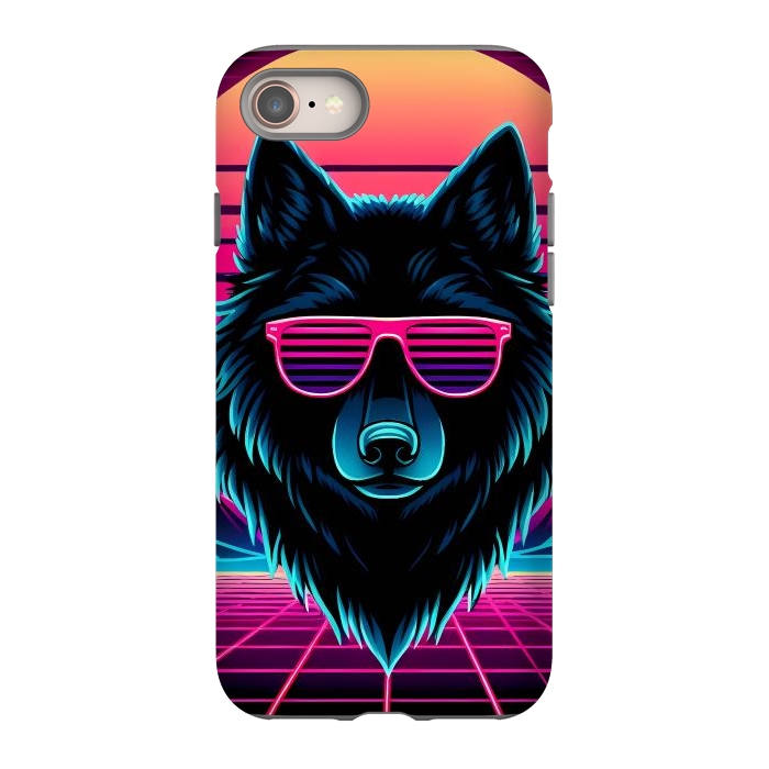 iPhone 8 StrongFit Neon Black Wolf by JohnnyVillas