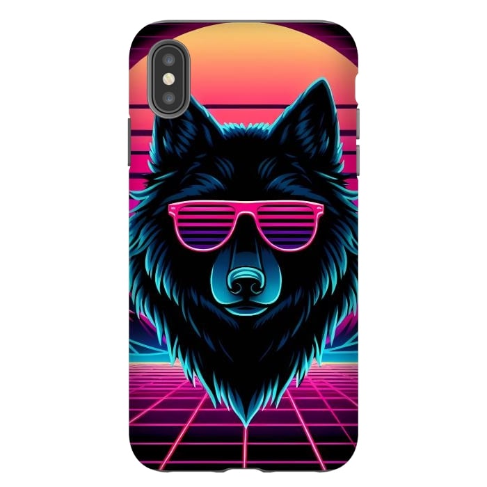 iPhone Xs Max StrongFit Neon Black Wolf by JohnnyVillas