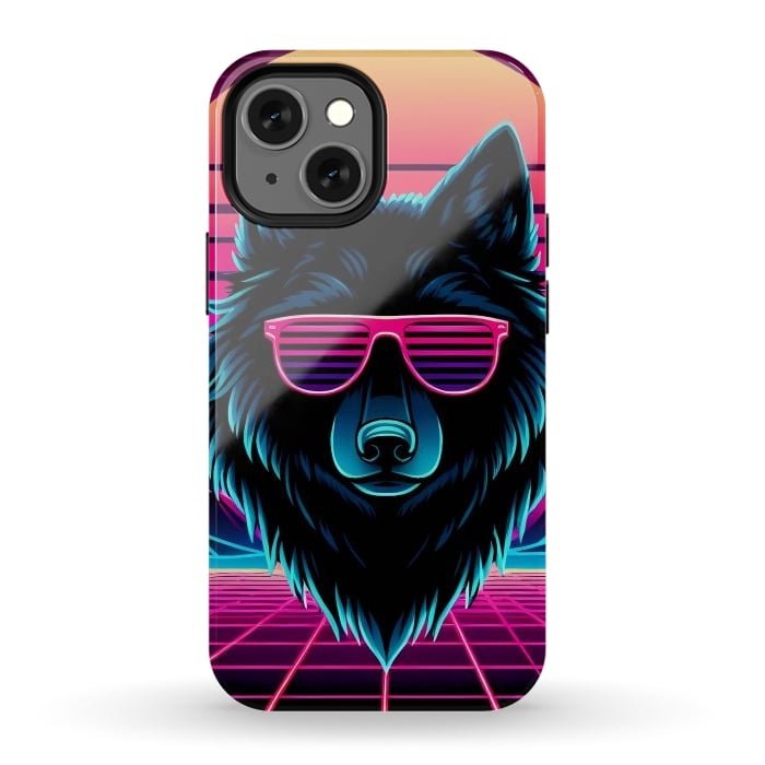 iPhone 12 mini StrongFit Neon Black Wolf by JohnnyVillas