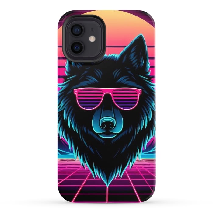 iPhone 12 StrongFit Neon Black Wolf by JohnnyVillas