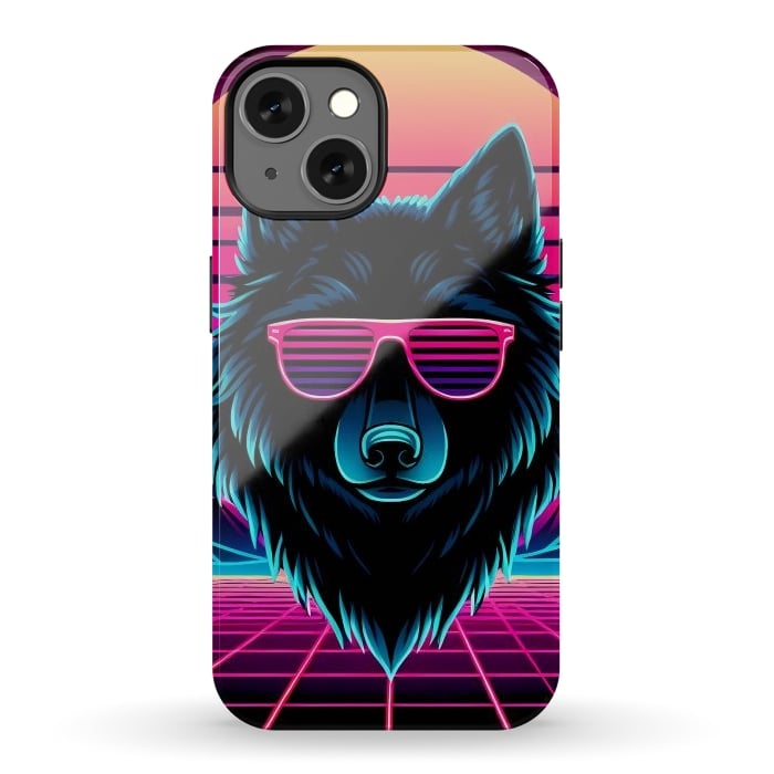 iPhone 13 StrongFit Neon Black Wolf by JohnnyVillas