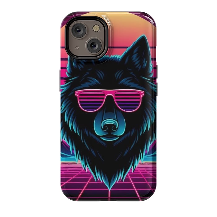 iPhone 14 StrongFit Neon Black Wolf by JohnnyVillas