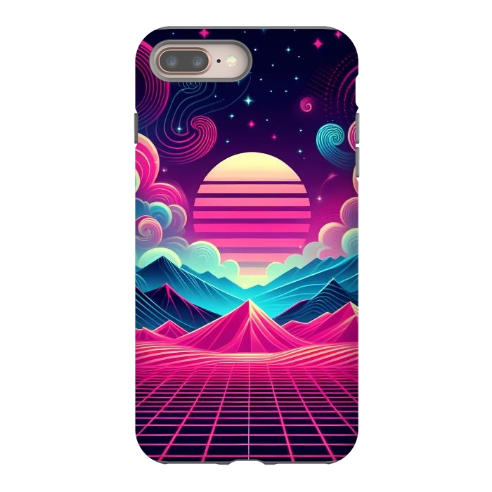 iPhone 8 plus StrongFit Sunset Neon Peaks by JohnnyVillas