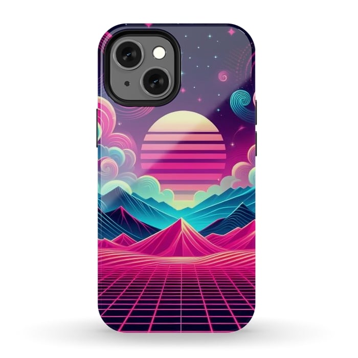 iPhone 12 mini StrongFit Sunset Neon Peaks by JohnnyVillas