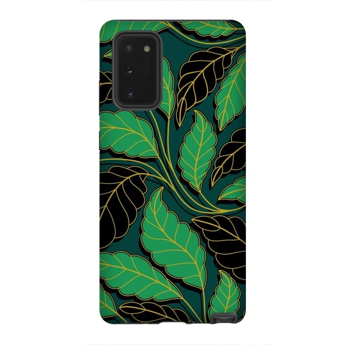 Galaxy Note 20 StrongFit Curved lines Branches Leaves black and green G608 by Medusa GraphicArt