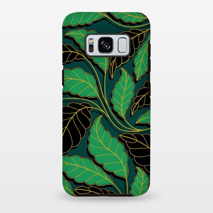Galaxy S8 plus StrongFit Curved lines Branches Leaves black and green G608 by Medusa GraphicArt