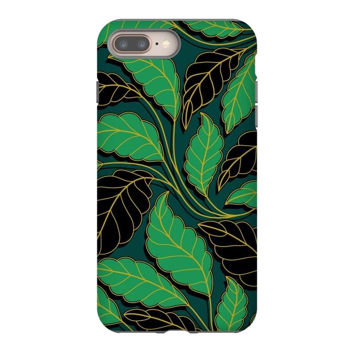 iPhone 8 plus StrongFit Curved lines Branches Leaves black and green G608 by Medusa GraphicArt
