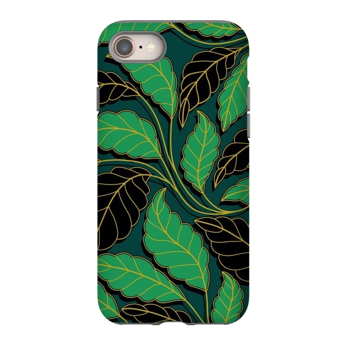 iPhone SE StrongFit Curved lines Branches Leaves black and green G608 by Medusa GraphicArt