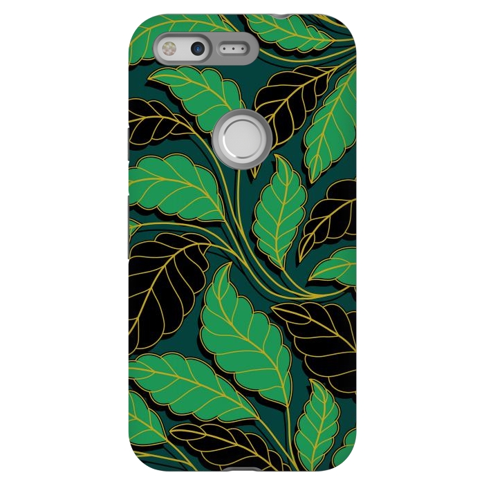 Pixel StrongFit Curved lines Branches Leaves black and green G608 by Medusa GraphicArt