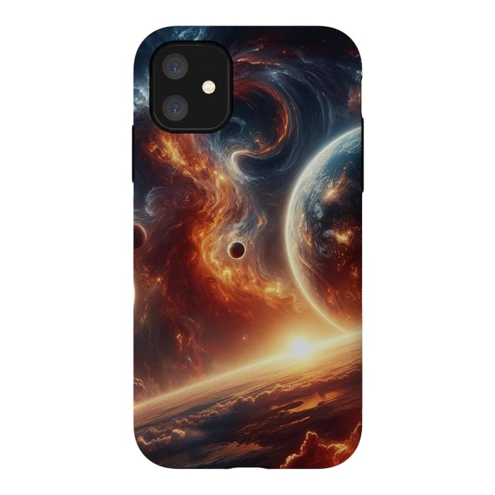 iPhone 11 StrongFit Fire Sunset Universe by JohnnyVillas