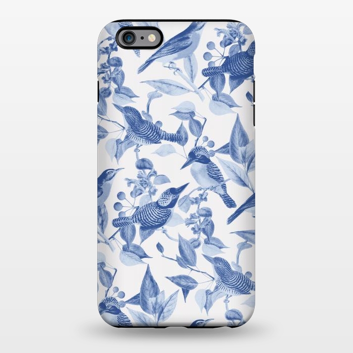 iPhone 6/6s plus StrongFit Birds and leaves chinoiserie - blue porcelain nature pattern by Oana 