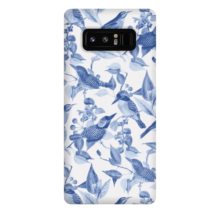 Galaxy Note 8 StrongFit Birds and leaves chinoiserie - blue porcelain nature pattern by Oana 