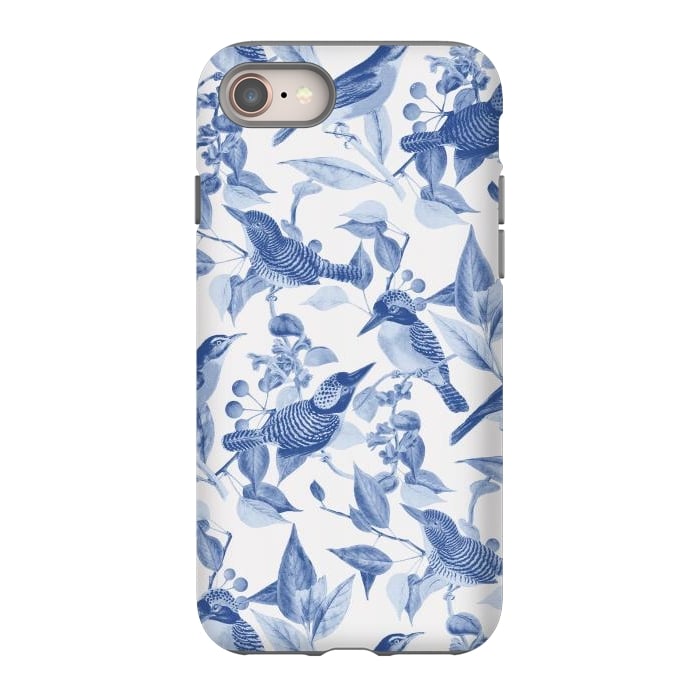 iPhone SE StrongFit Birds and leaves chinoiserie - blue porcelain nature pattern by Oana 