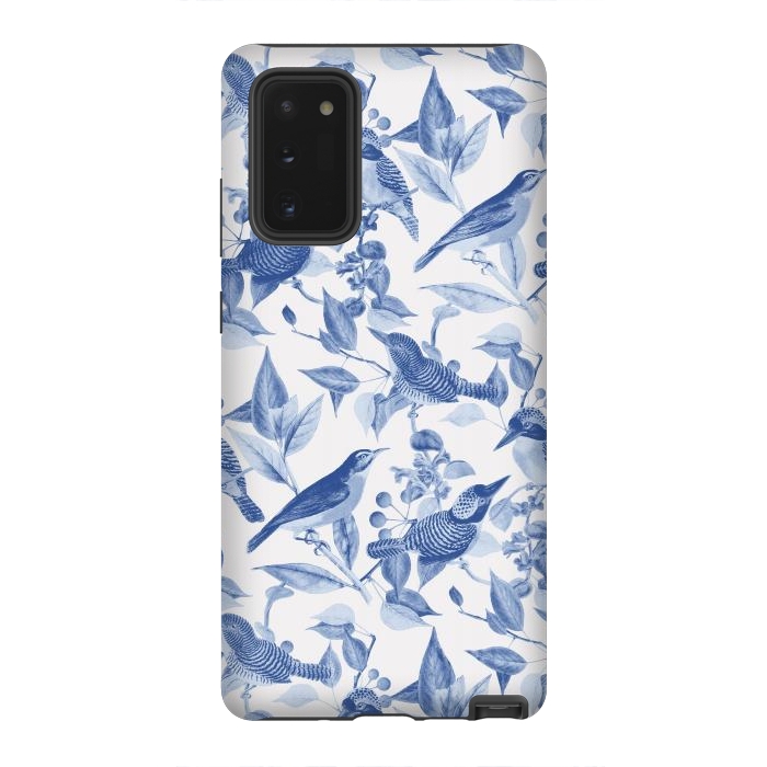 Galaxy Note 20 StrongFit Birds and leaves chinoiserie - blue porcelain nature pattern by Oana 