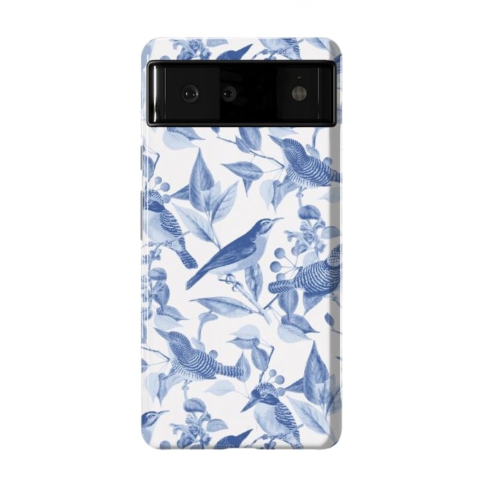 Pixel 6 StrongFit Birds and leaves chinoiserie - blue porcelain nature pattern by Oana 