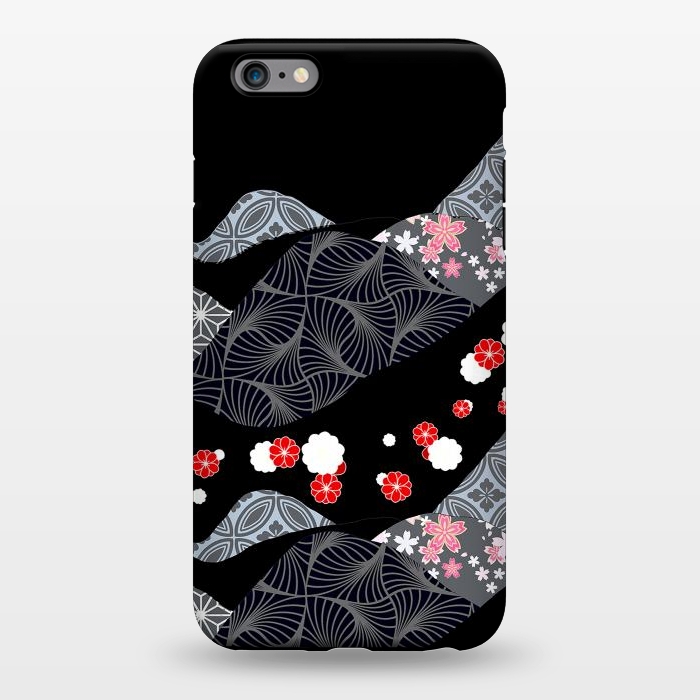 iPhone 6/6s plus StrongFit Japanese mountains and cherry blossoms - kimono pattern by Oana 