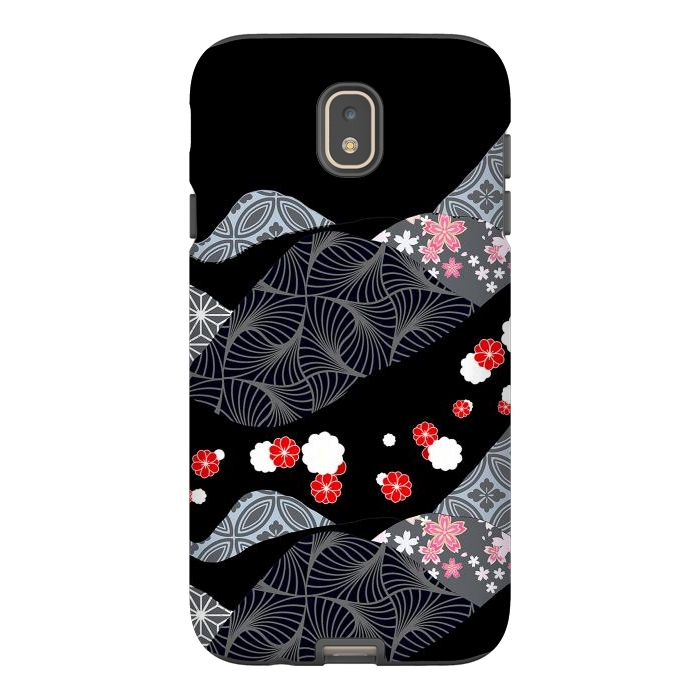 Galaxy J7 StrongFit Japanese mountains and cherry blossoms - kimono pattern by Oana 