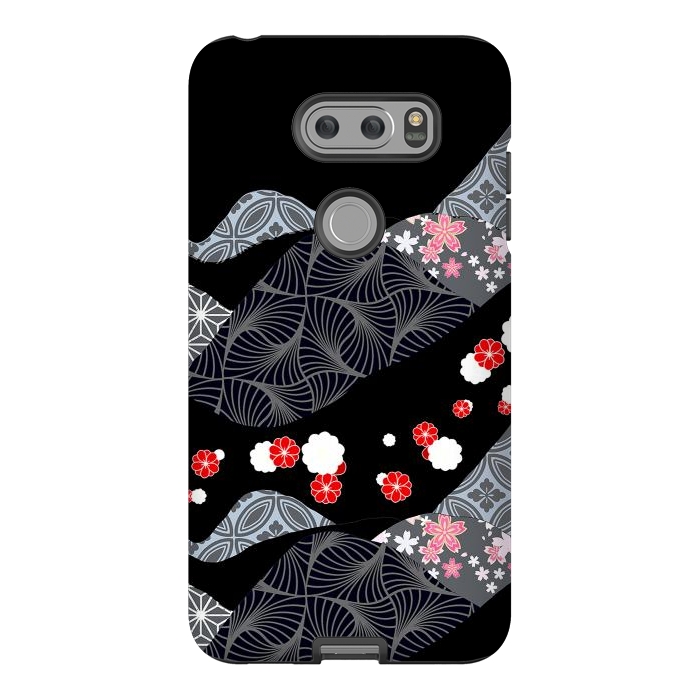 V30 StrongFit Japanese mountains and cherry blossoms - kimono pattern by Oana 