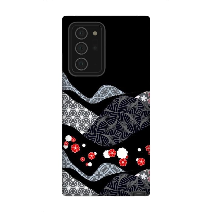 Galaxy Note 20 Ultra StrongFit Japanese mountains and cherry blossoms - kimono pattern by Oana 