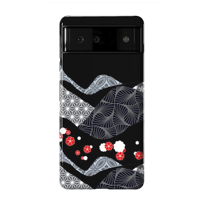 Pixel 6 StrongFit Japanese mountains and cherry blossoms - kimono pattern by Oana 