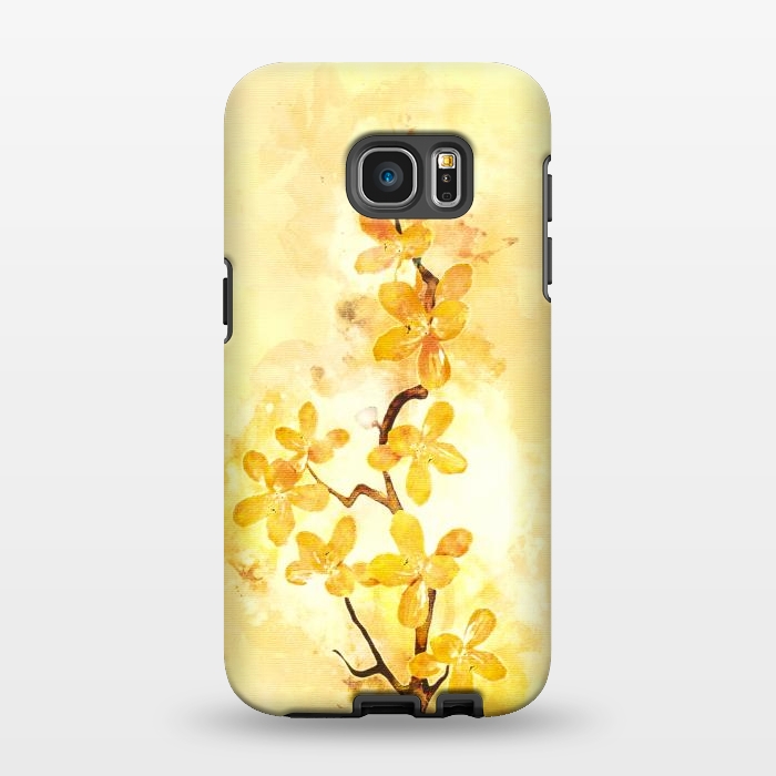 Galaxy S7 EDGE StrongFit Yellow Tropical Branch by Creativeaxle