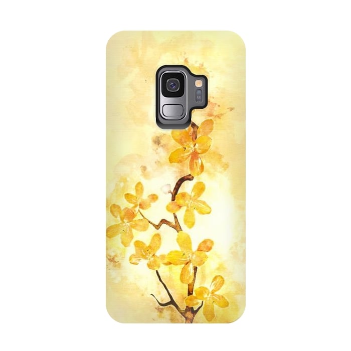 Galaxy S9 StrongFit Yellow Tropical Branch by Creativeaxle