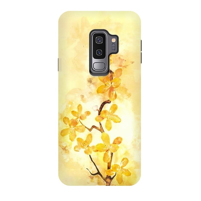 Galaxy S9 plus StrongFit Yellow Tropical Branch by Creativeaxle