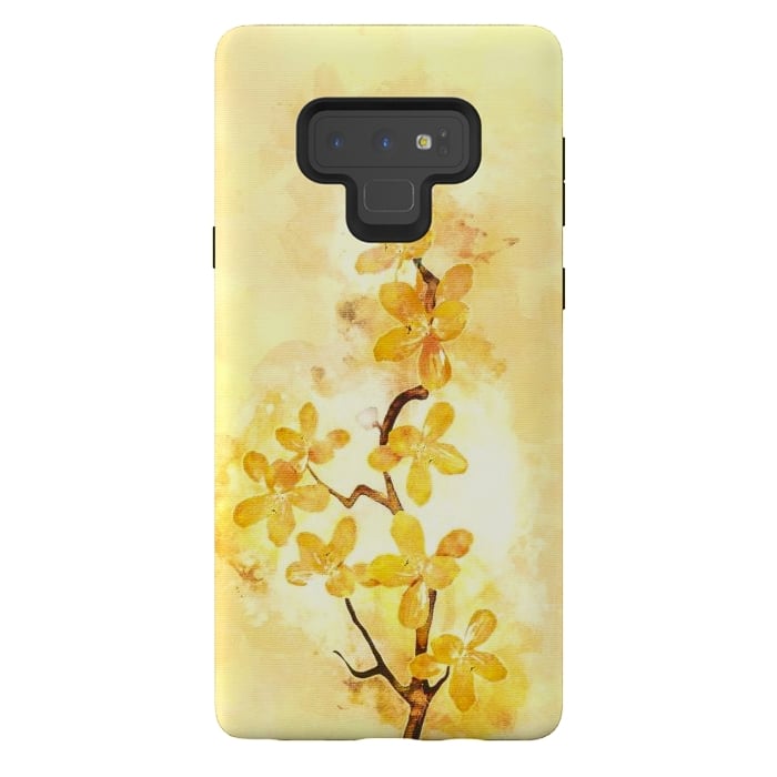 Galaxy Note 9 StrongFit Yellow Tropical Branch by Creativeaxle