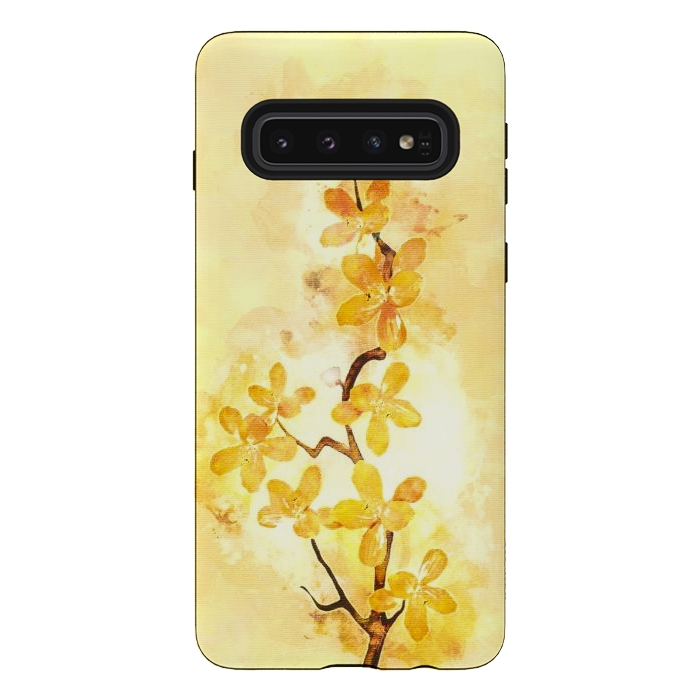 Galaxy S10 StrongFit Yellow Tropical Branch by Creativeaxle