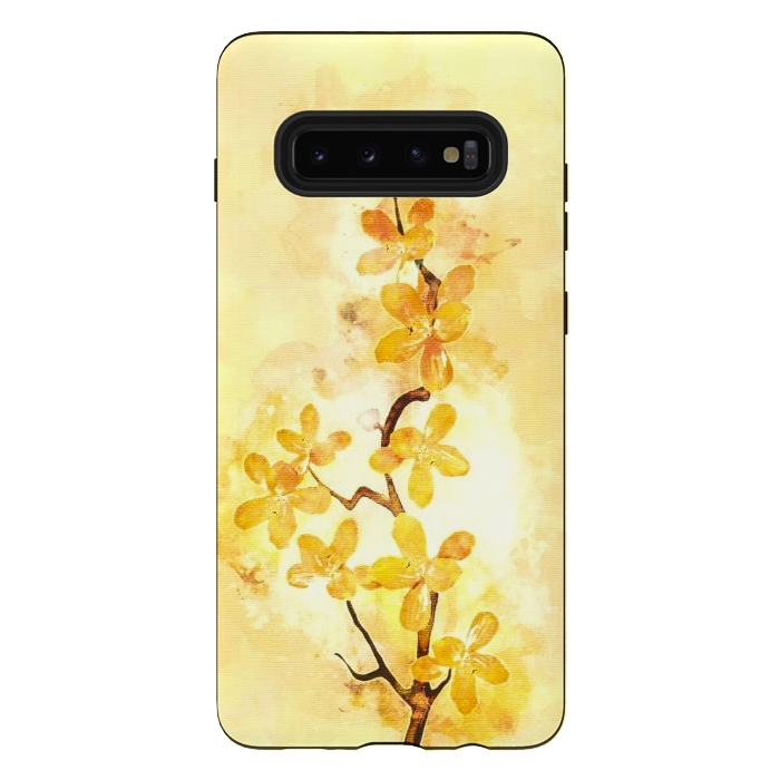 Galaxy S10 plus StrongFit Yellow Tropical Branch by Creativeaxle